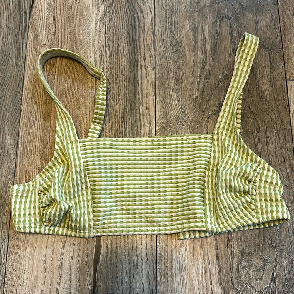 Green gingham bikini top